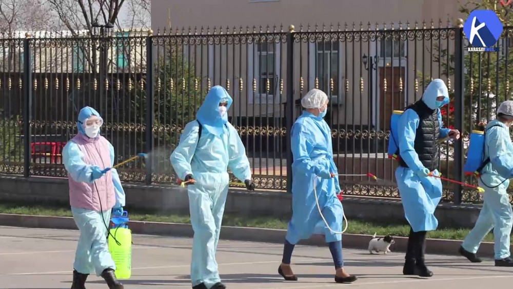 В городе Каскелен сегодня проведена очередная дезинфекционная обработка (Видео)