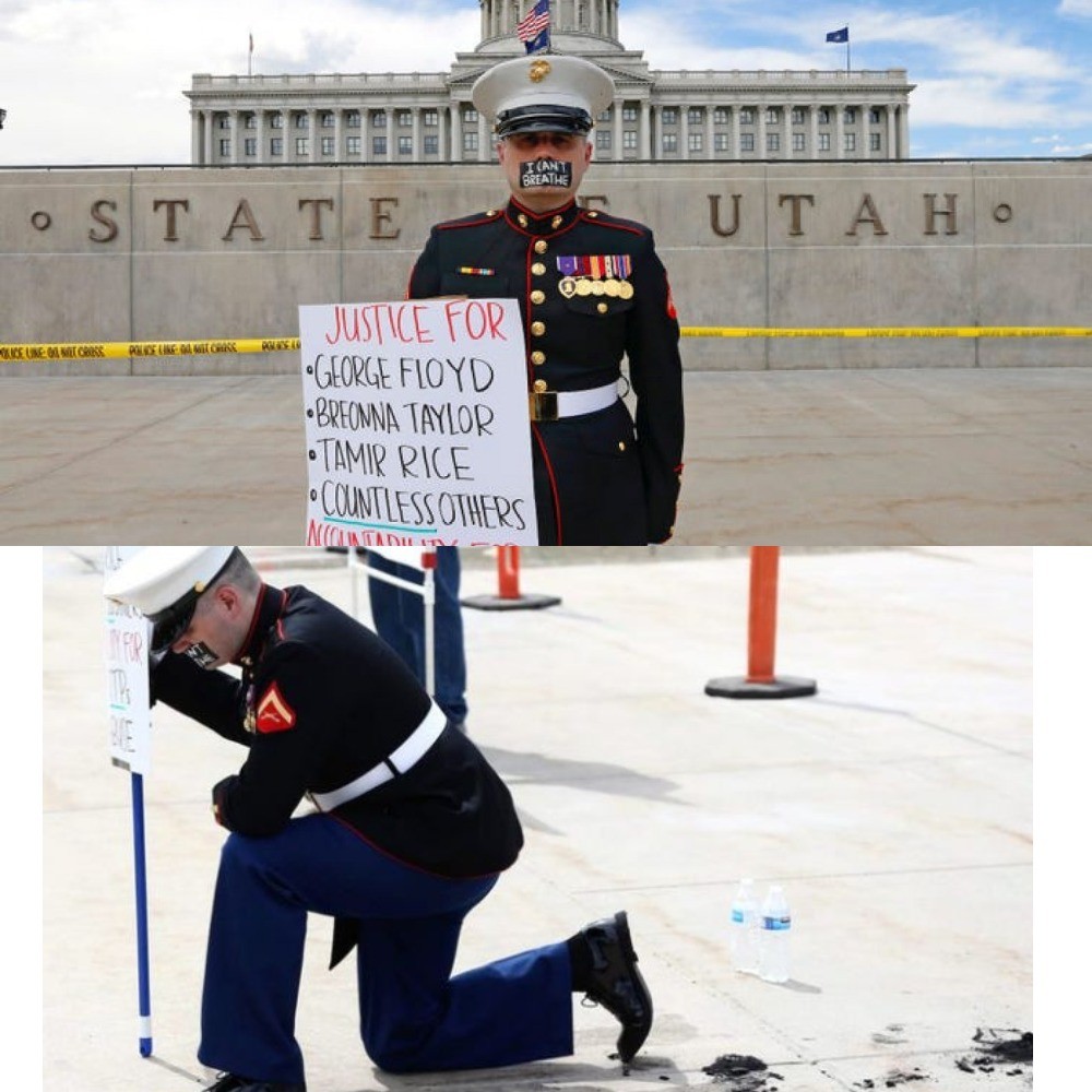 Военный простоял три часа в знак протеста в США. Его ботинки расплавились   