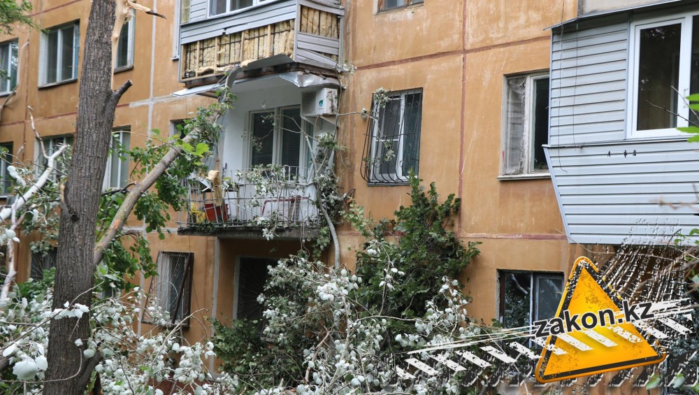 В Алматы дерево рухнуло на балконы дома   