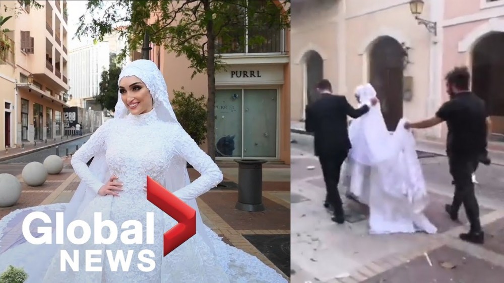 Невесту снимали на видео за мгновение до взрыва в Бейруте   