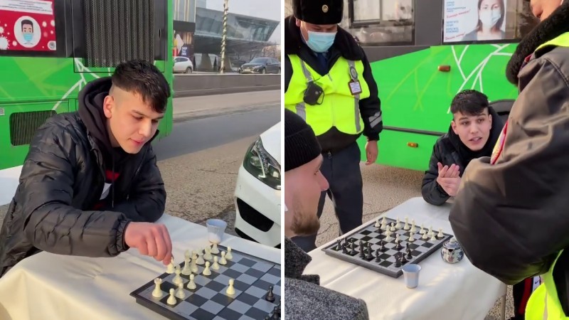 Игра в шахматы на дороге в Алматы: полиция сделала заявление