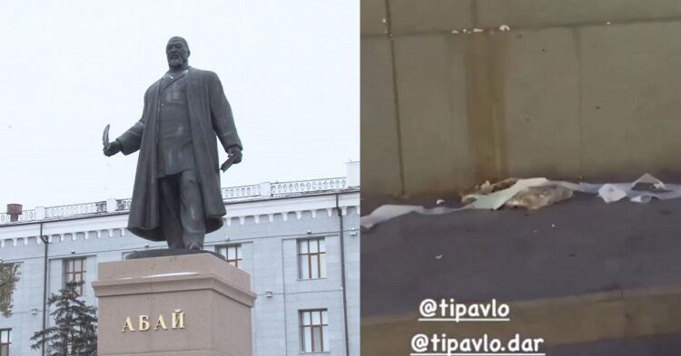 Памятник Абаю закидали яйцами и туалетной бумагой в Павлодаре   