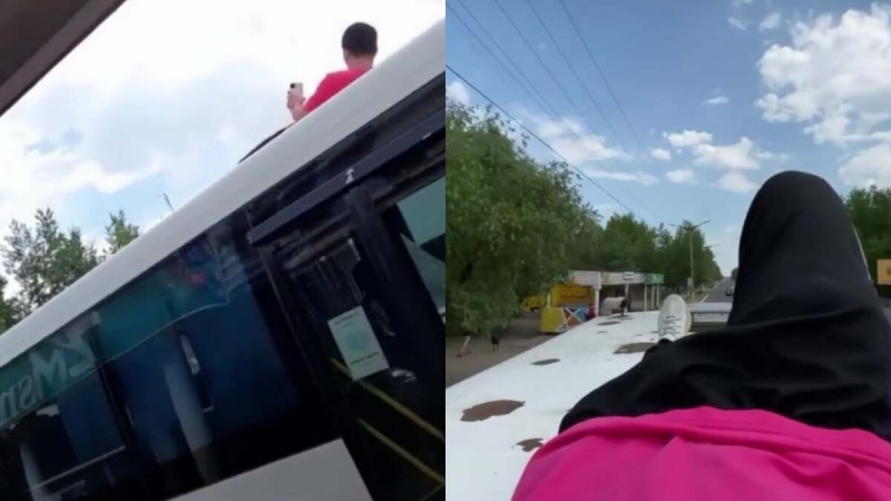 Казахстанец ради хайпа прокатился на крыше автобуса   